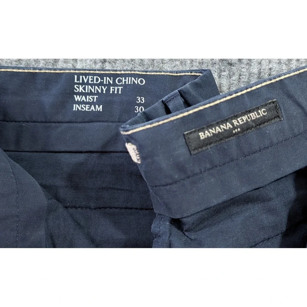 Banana Republic Lived In Chino Pants‎ Mens 33x30 Blue Skinny Fit Office Casual